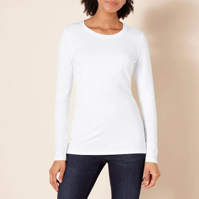 Besuche den Amazon Essentials-Store Amazon Essentials Damen Regular-Fit Langarm-T-Shirt Rundhalsausschnitt (In Übergröße Erhältlich) — Weihnachtsmode