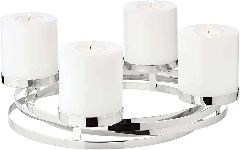 Besuche den EDZARD-Store EDZARD Adventskranz Annabel (Ø 34 cm), Edelstahl hochglanzpoliert — Advent und Tisch