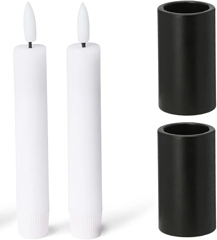 Besuche den Novaliv-Store Novaliv 2er-Set Kerzenständer magnetisch Stabkerzen Tafelkerzen SCHWARZ 2, 8x7, 5cm mit LED Kerzen elektrisch batteriebetrieben weihnachtliche Tischdekoration scandic chic Weihnachten Candle Holder — Kerzenlicht Abendessen