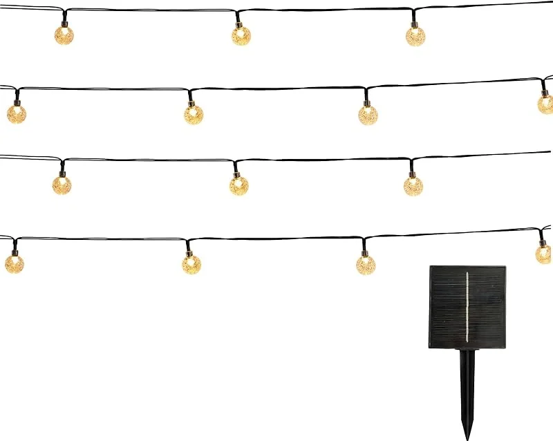 Besuche den Lumisky-Store Solar-Lichterkette mit 120 glitzernden Kugeln, LED, warmweiß, 14 m — Weihnachtsbeleuchtung