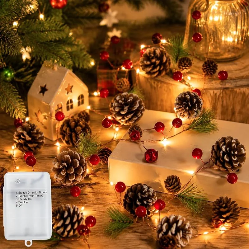 Besuche den CCILAND-Store CCILAND Weihnachtsgirlande mit Lichtern, 2M Prelit Girlande mit 20 LED — Weihnachtsbeleuchtung