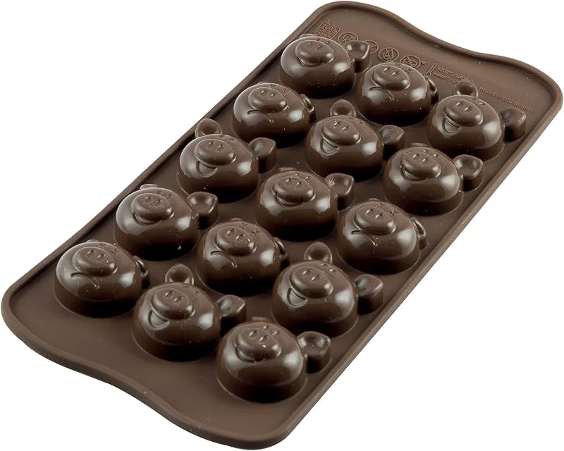 Besuche den silikomart-Store silikomart, SCG35 Silikonform für CHOCO PIGS Pralinen, Antihaft, 15 Pralinen, Form für Süßigkeiten, Easy Choc, 31 x 29 mm, h 15 mm, Made in Italy — Weihnachtskueche