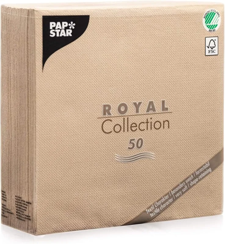 Besuche den PAPSTAR-Store Servietten, hochwertig, Leinen-Gefühl, Royal Collection, 40 cm, sandfarben, 50 Stück — Advent und Tisch
