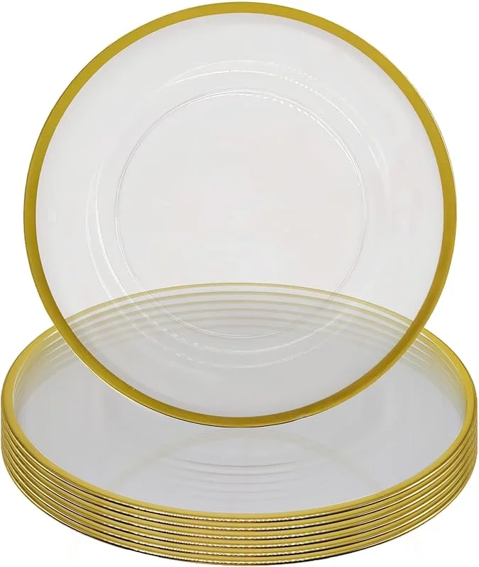 Besuche den Trimming Shop-Store Trimming Shop Elegante transparente Platzteller mit Goldrand, Acryl-Ladegeräte für Hochzeiten, Partys und Veranstaltungen, dekorative transparente Teller mit Goldrand für Zuhause und Esszimmer, 33 cm — Advent und Tisch