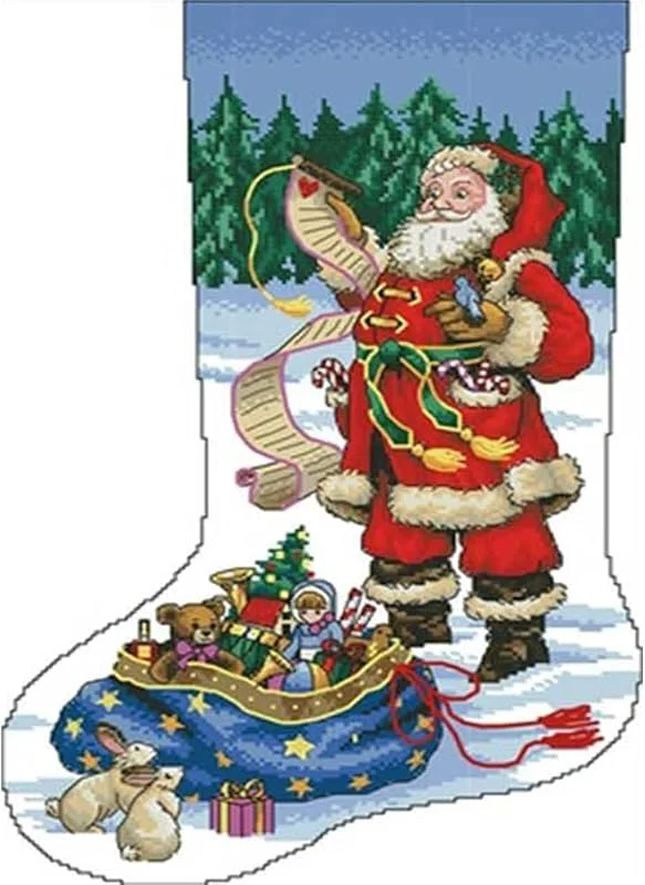 Marke: RMENGZHOUXI 40 x 50 cm Kreuzstich-Stickerei-Set, Weihnachtsstrumpf, Kunstdekoration, gestempelt — Weihnachtsdeko