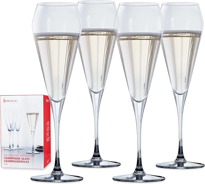 Besuche den Spiegelau-Store Spiegelau Champagner Gläser 252 ml, 4 Stück, Willsberger Anniversary, 1416175, Sektgläser aus Kristallglas, Champagnergläser spülmaschinenfest — Wein und Festtafel