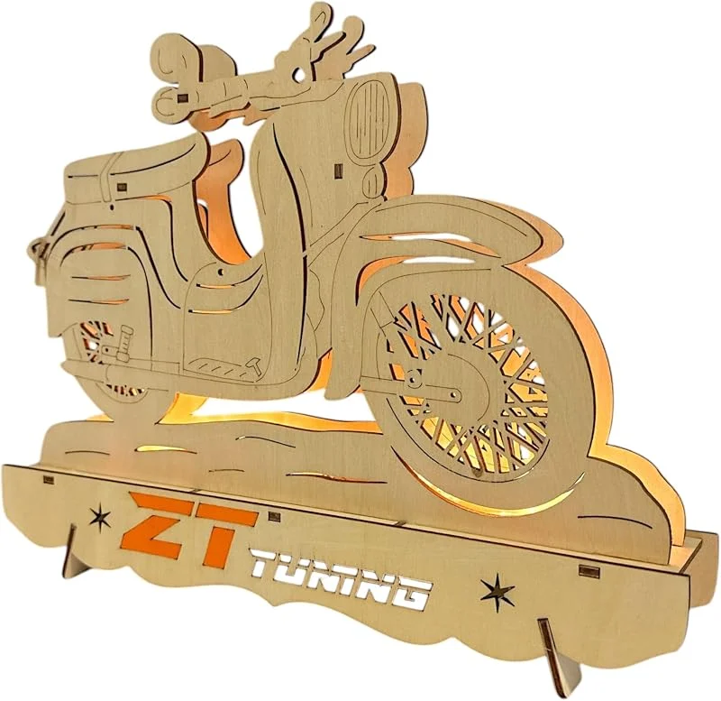 Besuche den Wichtelstube-Kollektion-Store Wichtelstube-Kollektion LED Schwibbogen DDR Moped Holz mit Timer 28 x 22 cm — Weihnachtsdeko
