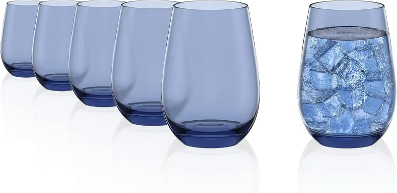 Besuche den Stölzle Lausitz-Store Stölzle Lausitz Elements Wassergläser Trinkgläser Blaugrau 465 ml, 6er-Set — Kerzenlicht Abendessen