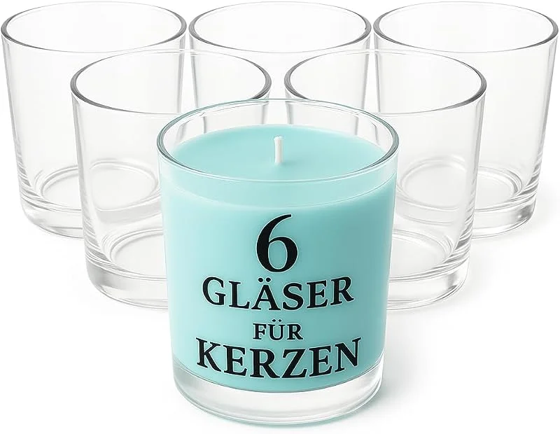Besuche den Glasmark KROSNO 1992-Store Glasmark KROSNO 1992 Kerzengläser Set 6 Stück Kerzen Gläser zum Kerzenmachen Transparent Leer DIY 500 ml — Kerzenlicht Abendessen