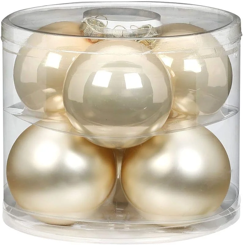 Marke: MAGIC MAGIC Weihnachtskugeln Glas 10cm 6 STK. Christbaumkugeln Christbaumschmuck Farbe: Perle - Champagner Opal, matt — Weihnachtsdeko