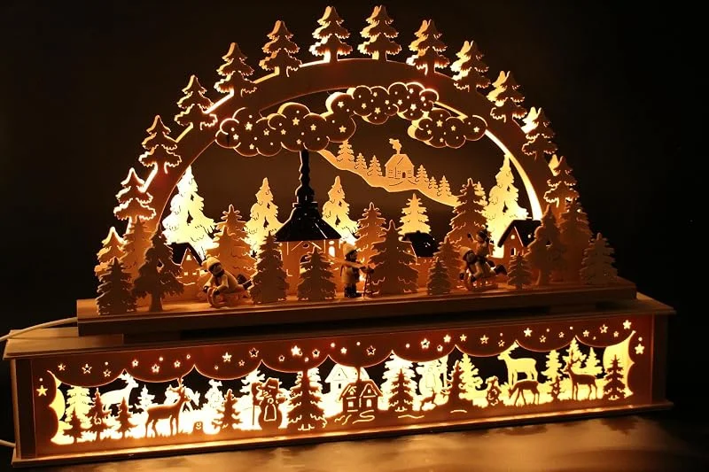 Marke: SchwibboLa Original Erzgebirgischer Schwibbogen Lichterbogen FREIE Auswahl (Motiv2: 72x45cm (BxH)) — Weihnachtsdeko