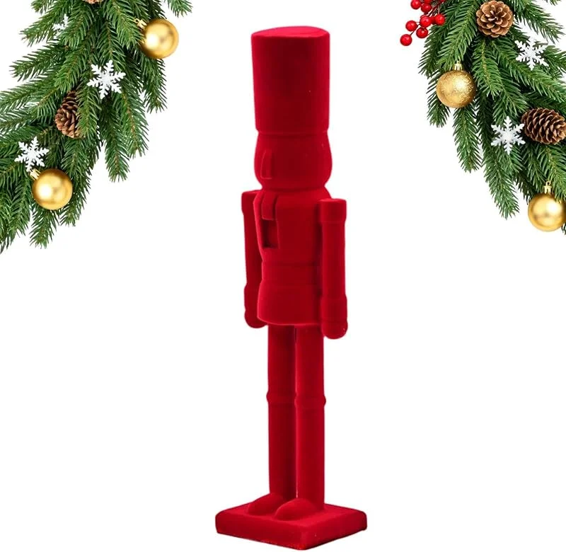 Marke: Generisch Weihnachtlicher Nussknacker, 39 cm, roter beflockter Soldaten-Sammelstück — Weihnachtsdeko