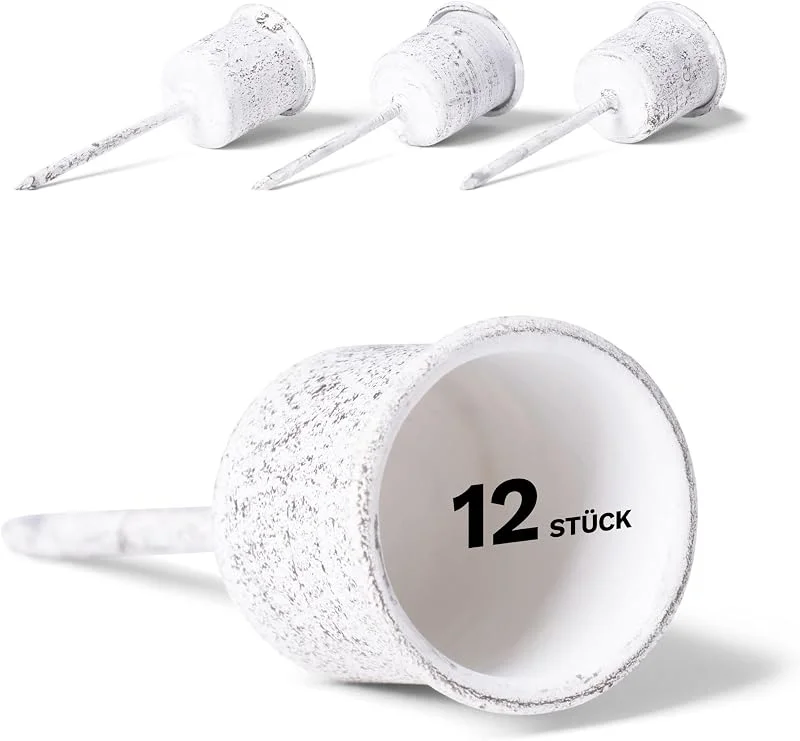 Besuche den Novaliv-Store Novaliv 12x Stabkerzenhalter weiß I Kerzenpick 7, 1 x Ø 2, 8 cm Kerzenpin Adventskranzdekoration I Kerzenstecker für Stabkerzen Kerzenleuchter I Dekoration Weihnachten — Kerzenlicht Abendessen