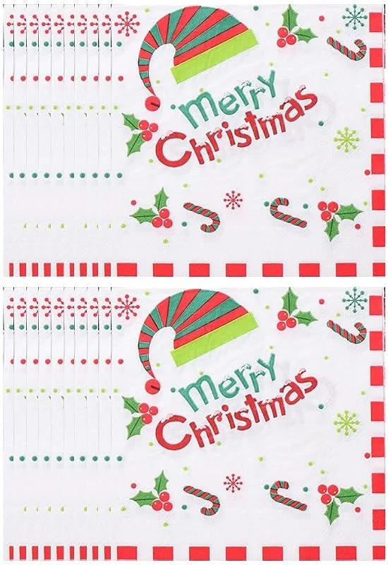 Marke: Hrippy Hrippy 20 Teile, Satz Weihnachten Serviette Santa Claus Schneemann Weihnachten Baum Muster Papier Tissue Weihnachten Party Papier Servietten Partei Liefert — Geschenkverpackung