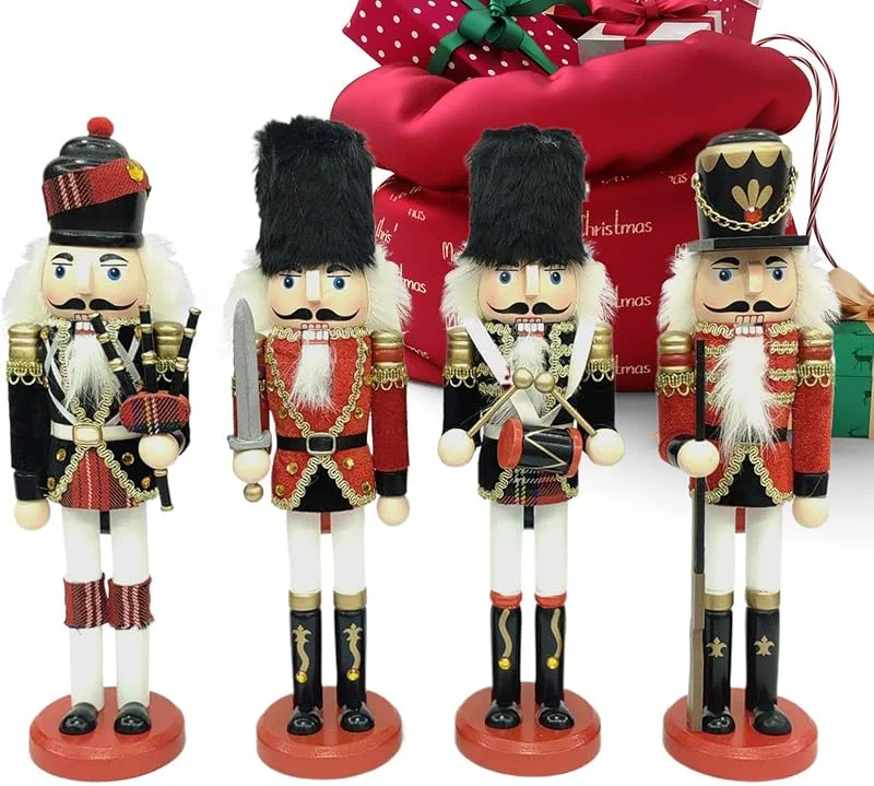 Marke: Generisch Nussknacker, Weihnachtsdekoration, 4 Stück, Sammlerstück, Feiertagsstatue