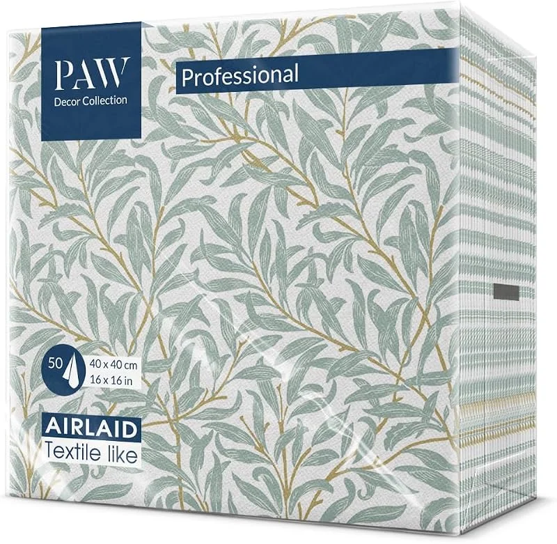 Besuche den PAW Decor Collection-Store PAW Stoffähnliche Servietten 40 x 40 cm, 50 Stück - Weidenzweig — Advent und Tisch