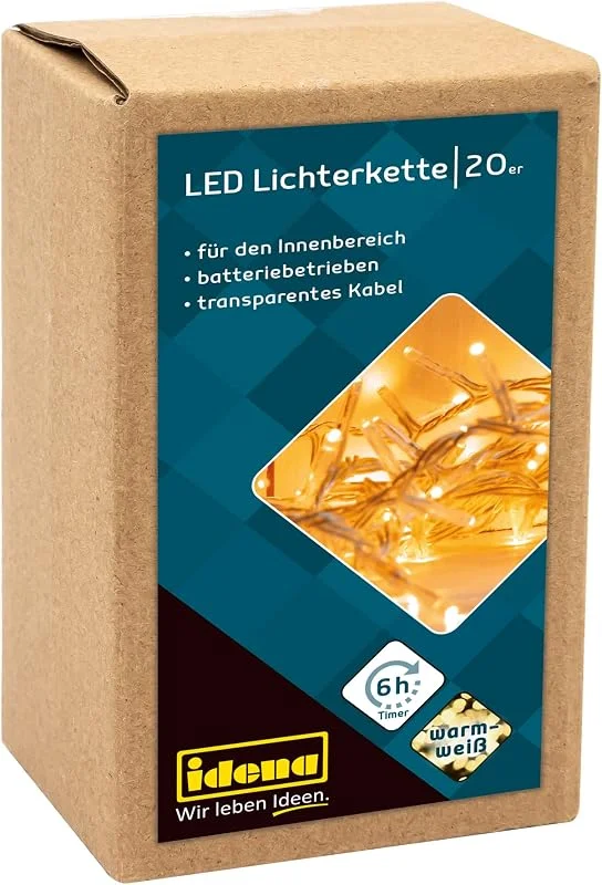 Besuche den Idena-Store Idena Lichterkette Innen 20 LEDs in Warmweiß, 1, 8 m — Weihnachtsdeko