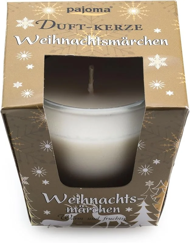 Besuche den pajoma-Store Pajoma Duftkerze ''Weihnachtsmärchen'' im satiniertem Glas, 124 g, Brenndauer: 25 Stunden, inkl. edler weihnachtlicher Geschenkverpackung — Kerzenlicht Abendessen