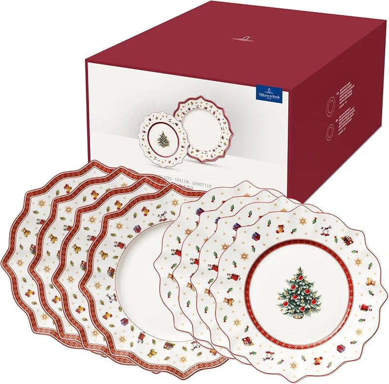 Villeroy & Boch – Toy's Delight Teller Set 8 Teilig, Speiseteller und Frühstücksteller, Geschirr Weihnachten Set, Essteller, Weihnachtsgeschirr, Weihnachtsteller Set 4 Personen Toys, Porzellan — Advent und Tisch