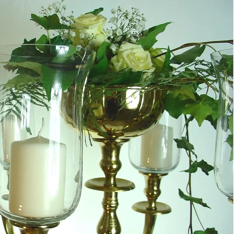 Marke: Dekowelten Blumenschale Silber, Gold, Weissfarbend 16cm Durchm. für Kerzenleuchter Kerzenständer Wedding Ohne Blumen (Gold farbend) — Kerzenlicht Abendessen