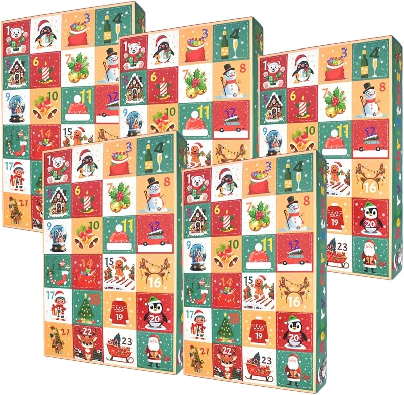 Marke: Lawnrden Weihnachts-Adventskalender-Boxen, 5 Stück, leere Adventskalender zum Befüllen des 24-Tage-Countdowns, selbstgemachte leere Kalenderboxen für Weihnachtsdekoration — Advent und Tisch