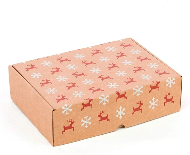 Besuche den ONLY BOXES-Store Packung mit 4 Boxen mit Weihnachtsmotiven, Rentier und Schnee, selbstmontierender Karton, Geschenkbox, 30 x 22 x 8 cm, Karton, Versandkarton — Geschenkverpackung