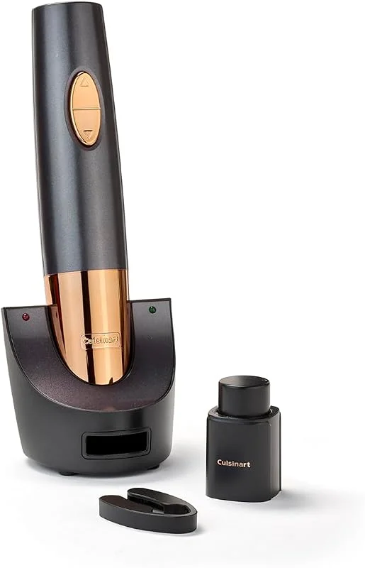 Cuisinart Wiederaufladbarer automatischer Weinöffner mit Vakuumversiegler, Flaschenöffner mit Korkenzieher, bis zu 80 Flaschen, Integrierter Folienschneider, Geschenk für Weinliebhaber, Schwarz — Wein und Festtafel