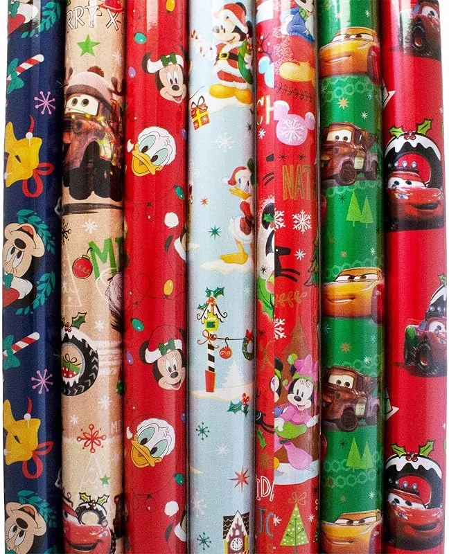Marke: enlik 5 Rollen Geschenkpapier Kinder Motive - 2m x 70 cm - Geschenkverpackung - Weihnachtspapier - Weihnachtsgeschenkpapier (Jungs)