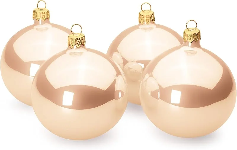 Besuche den SIKORA-Store SIKORA Essentials Klassische Christbaumkugeln aus Glas - Hochglanz - 6 Farben 3 Größen Premium Qualität, Farbe, Modell:Champagner Hochglanz 4er Set, Höhe in cm:6 cm — Weihnachtsdeko
