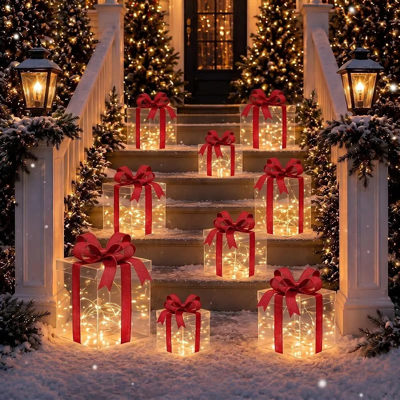 Marke: RattanView Rattanview 12 Set Weihnachten beleuchtete Geschenkboxen Outdoor Urlaub LED — Geschenkverpackung