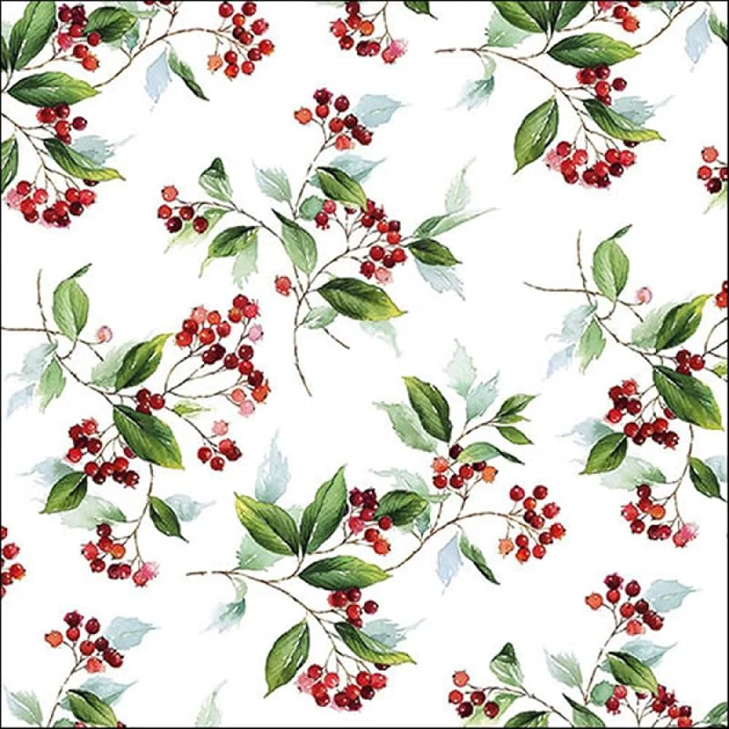 Besuche den Ambiente-Store Ambiente Weihnachten Serviette 33 cm Winter Blattwerk Holly Berry Servietten — Advent und Tisch