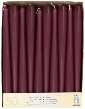 Besuche den PAPSTAR-Store Papstar Leuchterkerzen Ø 2, 2 cm, 25 cm violett 37065 lila Spitzkerzen Stabkerzen Halterkerzen, 50 Stück — Kerzenlicht Abendessen