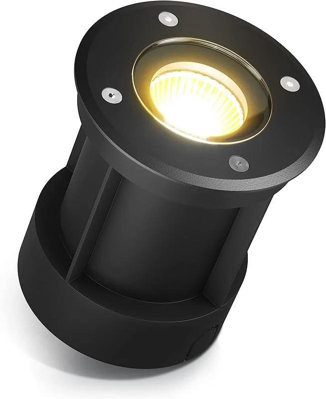 Besuche den lambado-Store lambado® LED Bodenstrahler für Außen in Schwarz - Wasserdicht & Befahrbar inkl. 3W GU10 Strahler warmweiss - Runde Bodenleuchte, Bodeneinbaustrahler IP67 für Terrasse & Garten — Weihnachtsbeleuchtung