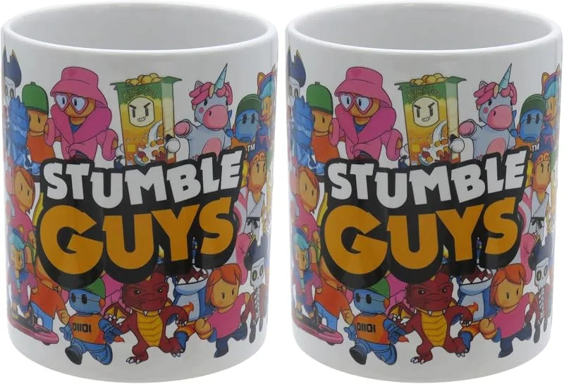 Marke: CYPBRANDS CYPBRANDS – Stumble Guys, Tasse, Keramiktasse, Frühstück, Haushaltswaren, Originalbecher, weiß, offizielles Produkt (Packung mit 2) — Geschenkverpackung