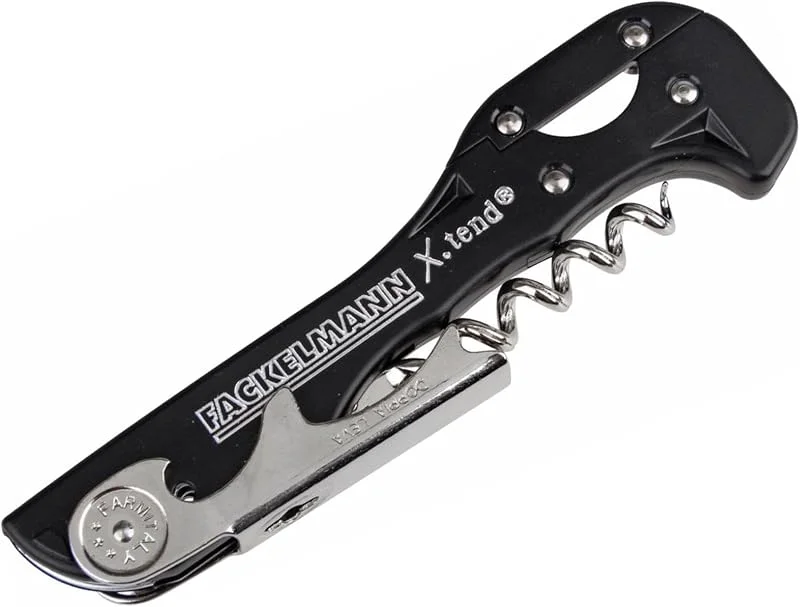 Besuche den FACKELMANN-Store Fackelmann Kellnerkorkenzieher 3in1, Schwarz, Silber — Wein und Festtafel