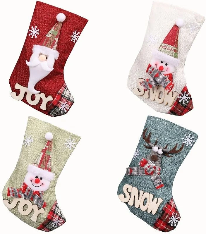 Marke: Tsffae 4-teiliges Weihnachtsstrümpfe-Set Weihnachtsmann, Schneemann, Rentier, Kamindekoration, Geschenk Und Süßigkeitenbeutel-Ornamenten — Weihnachtsdeko