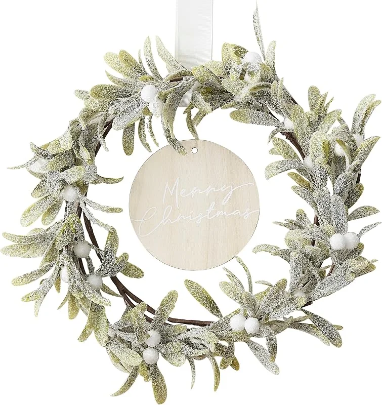 Marke: Ginger Ray Winterdorf Mistelzweig Kranz 30cm — Weihnachtsdeko