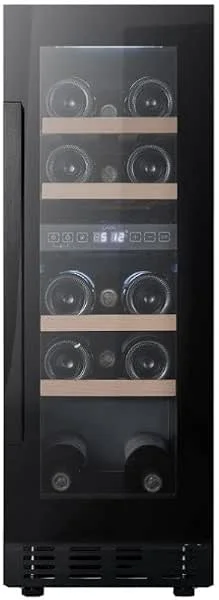 Besuche den Cavin-Store Cavin Arctic Collection 30D, Einbau-Weinkühlschrank schwarz 18 Flaschen, 2 Temperaturzonen, 18 Flaschen, 30 cm breiter Weinkühlschrank, ausziehbare Regale, B:29, 5 H:82 T:57, 5 cm — Wein und Festtafel