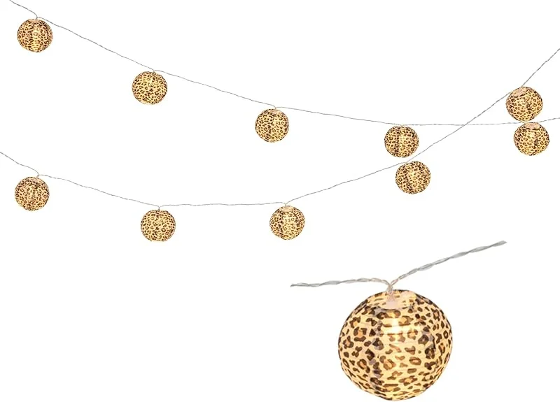 Marke: Lumineo Lumineo LED Lichterkette mit 10 Leopard-Lampions Outdoor 2, 7m - Außenlichterkette mit Batterie, Timer - Partybeleuchtung für Garten & Balkon - Partylichterkette für Innen & Außen - Warmweiß — Weihnachtsbeleuchtung