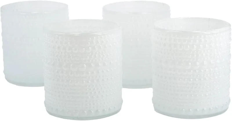 Besuche den Creativery-Store Teelichtgläser 7x8 cm 4 Stück Teelichthalter Glas Farbauswahl: weiß 029 — Advent und Tisch
