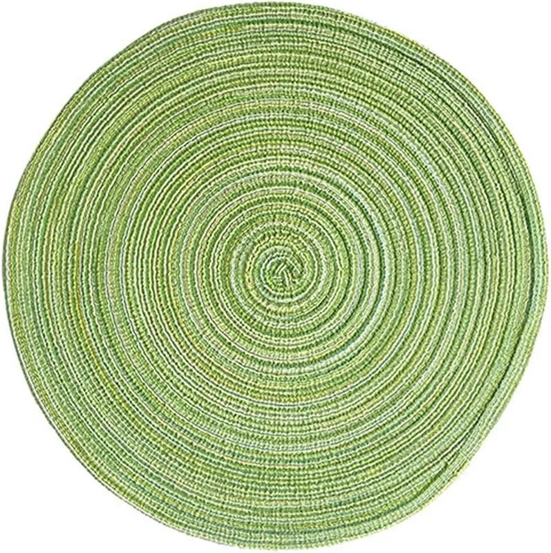 Besuche den Epinki-Store Epinki Weihnachten Tischsets Abwaschbar Rund, 2er Set 38CM Platzsets Vintage Gewebt Kreis Muster aus Baumwolle, Tischuntersetzer Waschbar Grün für Restaurant Speisetisch Platz-Matten — Küche & Haushalt