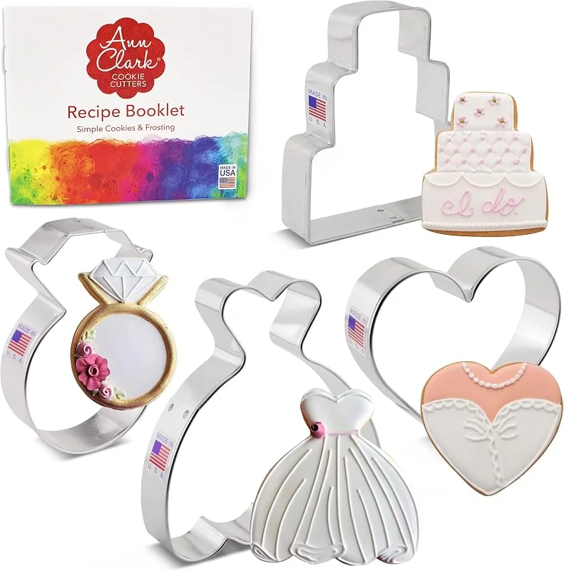 Besuche den Ann Clark Cookie Cutters-Store Ann Clark Ausstechformen - Hochzeit - 4 Teile Set - Hochzeitskleid, Hochzeitstorte, Diamant Ring, Herz - US verzinnter Stahl — Weihnachtskueche