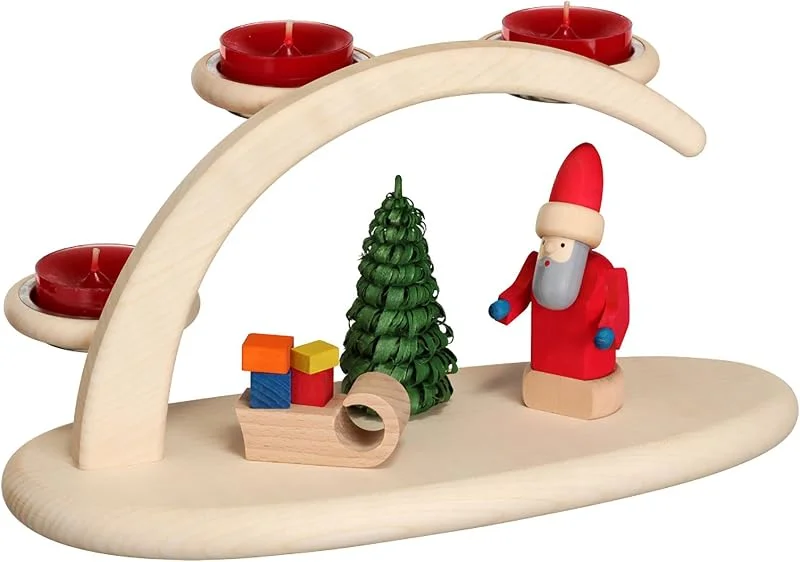 Besuche den Seiffener Volkskunst-Store Seiffener Volkskunst Leuchterbogen Weihnachtsmotiv, Länge 25 cm, natur, original Erzgebirge SV 15302 — Weihnachtsdeko