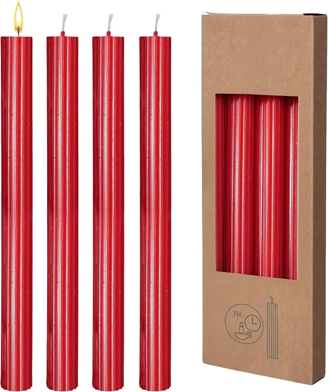 Besuche den Spetebo-Store Echtwachs Stabkerzen geriffelt 8er Pack - rot - Festtags Tafelkerzen Set 25 cm Höhe - Kerze für Advent Weihnachten Nikolaus Hochzeit Geburtstag Deko — Kerzenlicht Abendessen