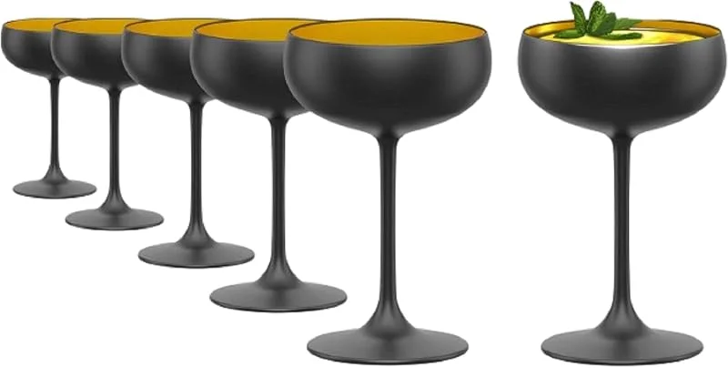 Besuche den Stölzle Lausitz-Store Stölzle Lausitz Elements Sektschalen Schwarz-Gold 230 ml, 6er-Set — Wein und Festtafel