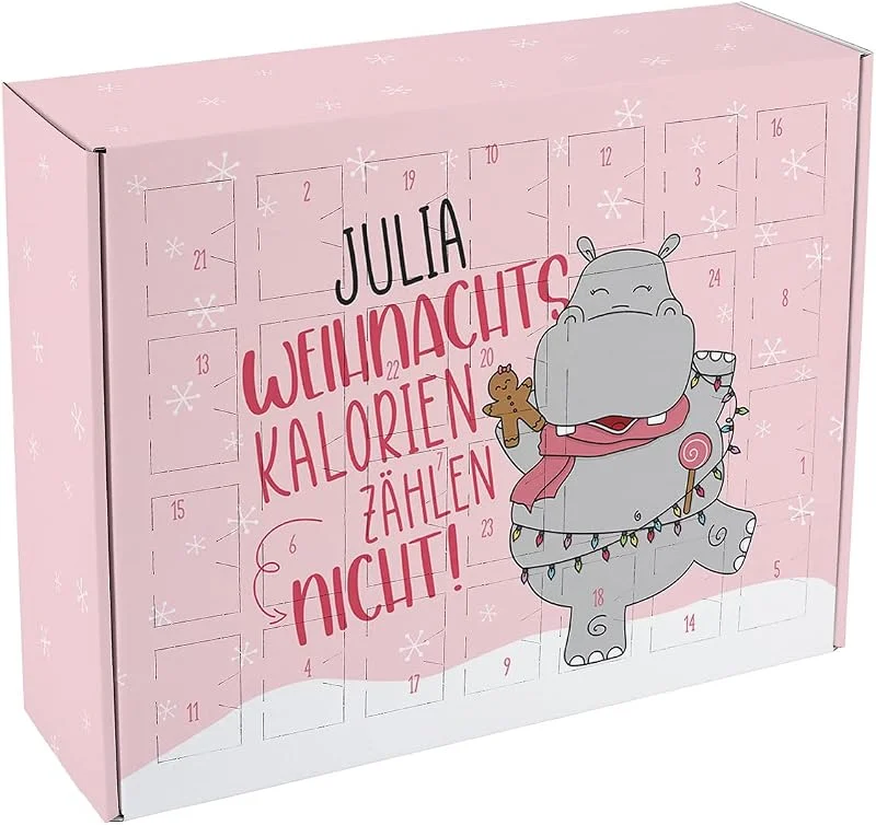 Besuche den Herz & Heim-Store Herz & Heim® Adventskalender zum selbst befüllen, Weihnachtskalorien zählen nicht, mit Wunschname bedruckt — Advent und Tisch