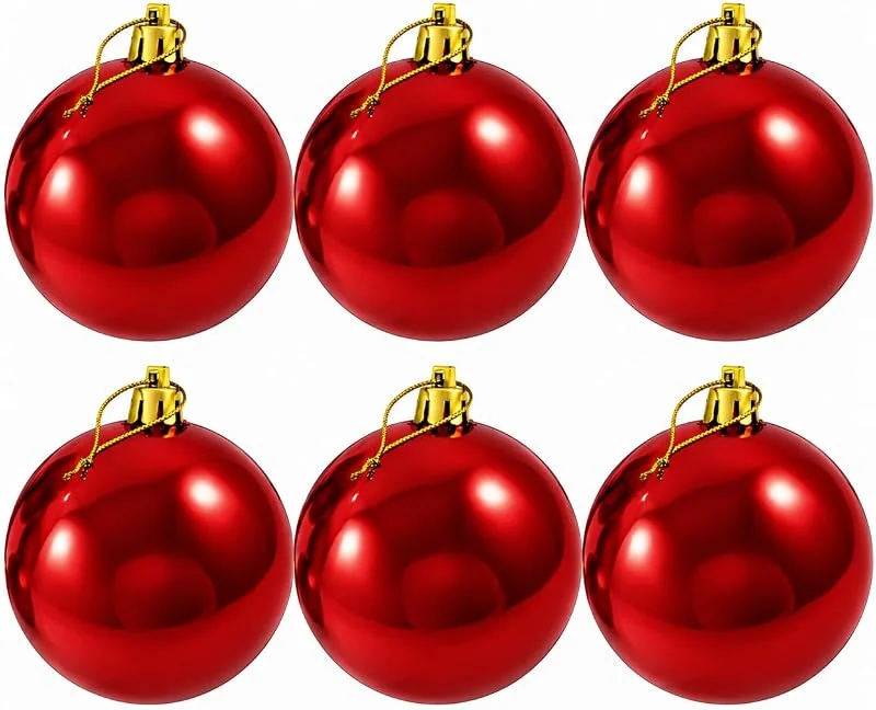 Besuche den Annastore-Store Weihnachtskugeln aus Kunststoff (6 Stück Rot 10 cm) — Weihnachtsdeko