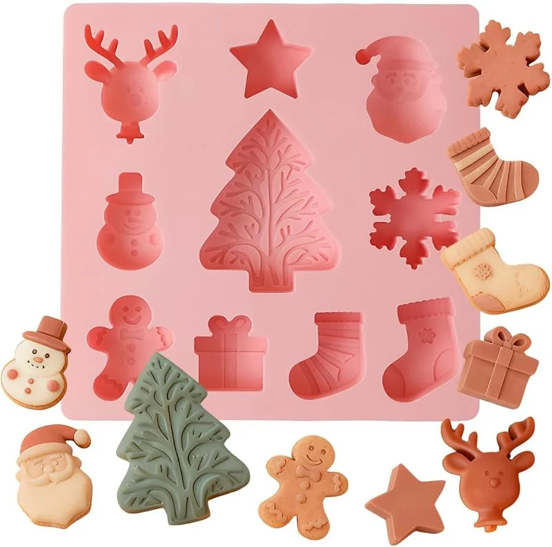 Marke: Generisch Weihnachts-Schokoladenformen, 10 Mulden, antihaftbeschichtet — Weihnachtskueche