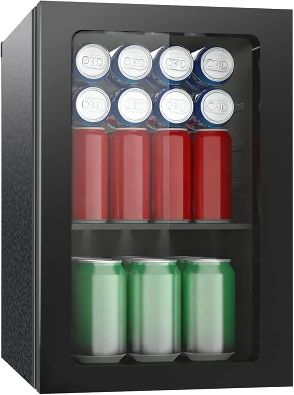 Marke: DollarDash Getränkekühlschrank, 24 Dosen, 20 Liter Mini-Kühlschrank mit Transparente Tür für Limonade Bier oder Wein, Arbeitsplatte Kühlschrank mit verstellbaren abnehmbaren Regalen — Wein und Festtafel