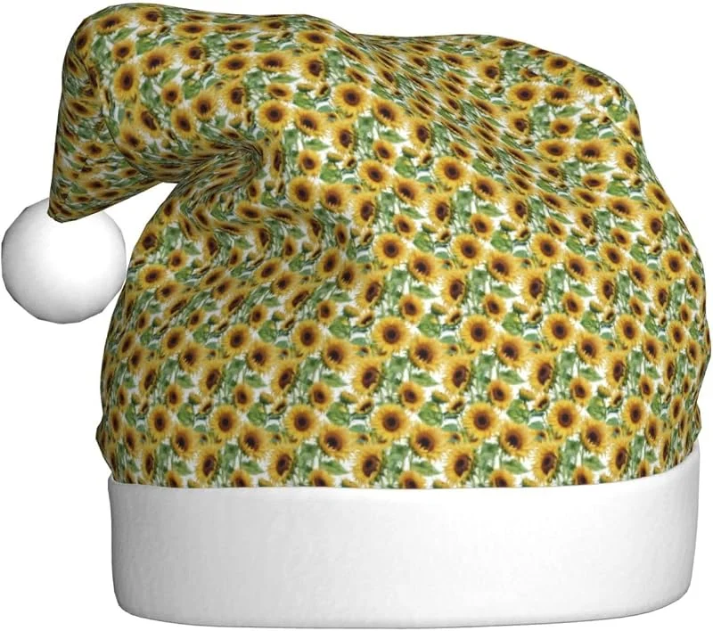 Marke: Tamiger Weihnachtsmütze mit Sonnenblumen-Aufdruck, saisonal, festlich — Weihnachtsmode